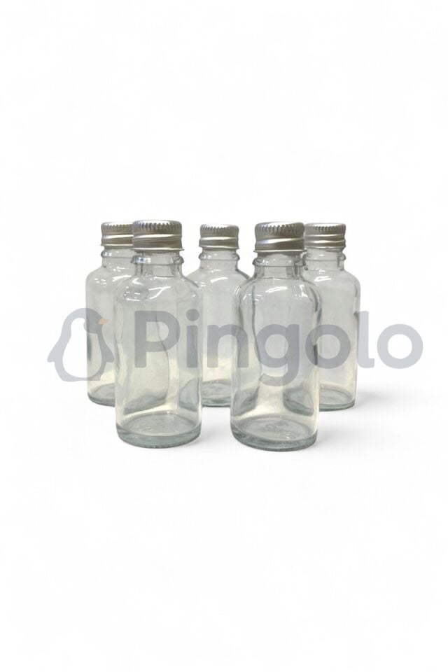 30cc Gümüş Kapak Cam Şişe Söz, Nişan, Nikah, Düğün Hediyelik 10 Adet