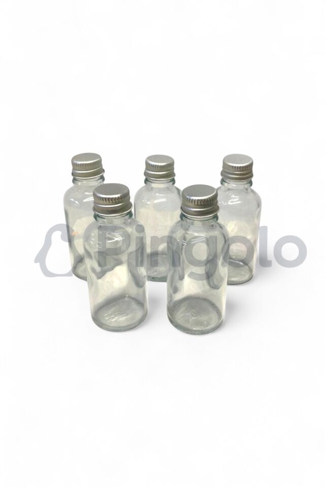 30cc Gümüş Kapak Cam Şişe Söz, Nişan, Nikah, Düğün Hediyelik 10 Adet