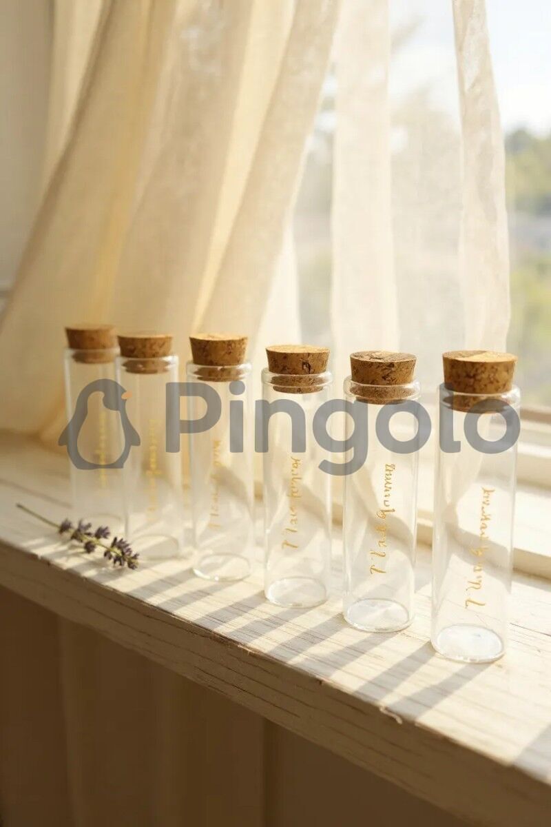 Mantar Kapaklı Cam Şişe 10 cm Söz, Nişan, Nikah, Düğün Hediyelik 50 Adet