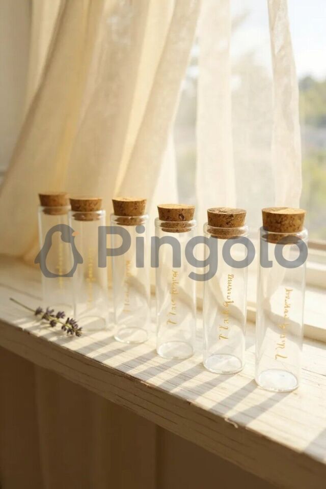 50 Adet Söz, Nişan, Nikah, Düğün Hediyelik 10 cm Mantar Kapaklı Model Cam Şişe