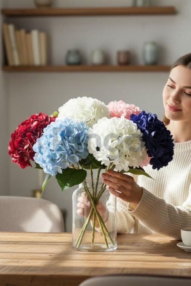 Ortanca 5 Dallı Yapay Çiçek PNG-505