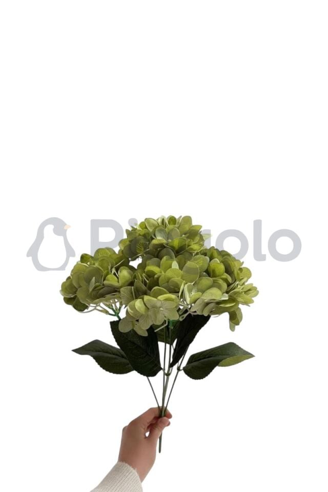 Ortanca 5 Dallı Yapay Çiçek PNG-505 Haki Yeşil