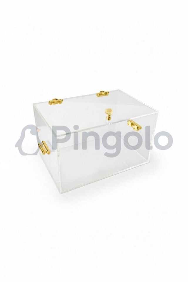 Büyük Boy Şeffaf Akrilik Pleksi Hediye Nişan Bohçası Sandığı