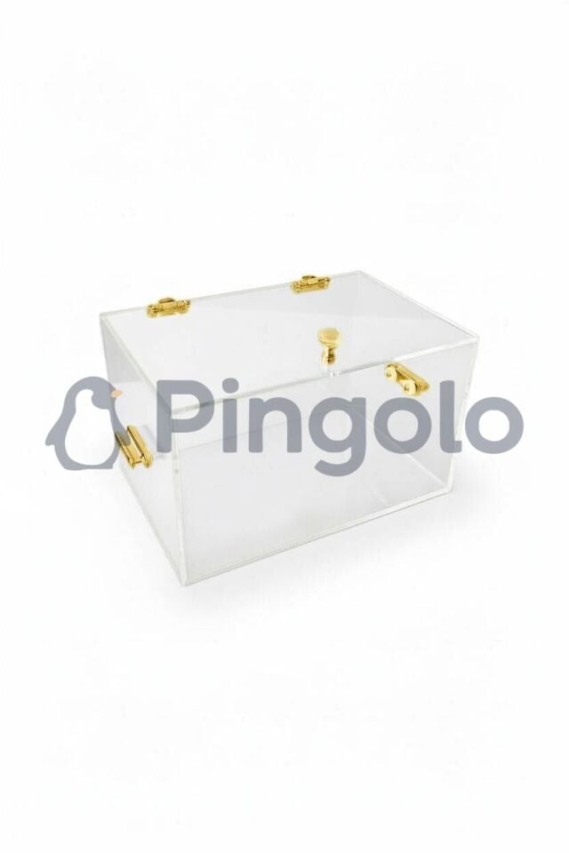 Orta Boy Şeffaf Akrilik Pleksi Hediye Nişan Bohçası Sandığı