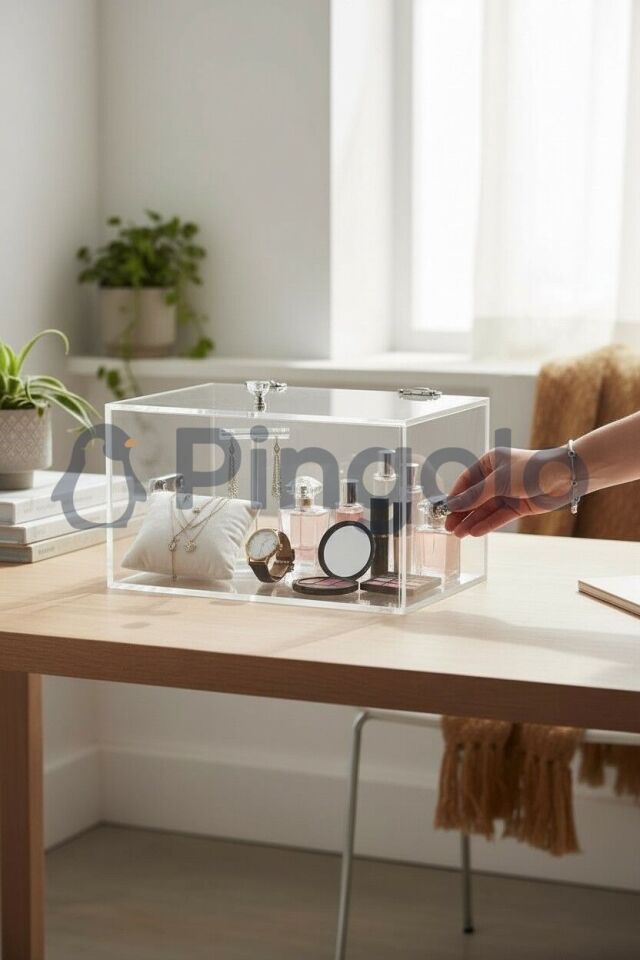 2'Li Set Şeffaf Akrilik Pleksi Hediye Nişan Bohçası Sandığı