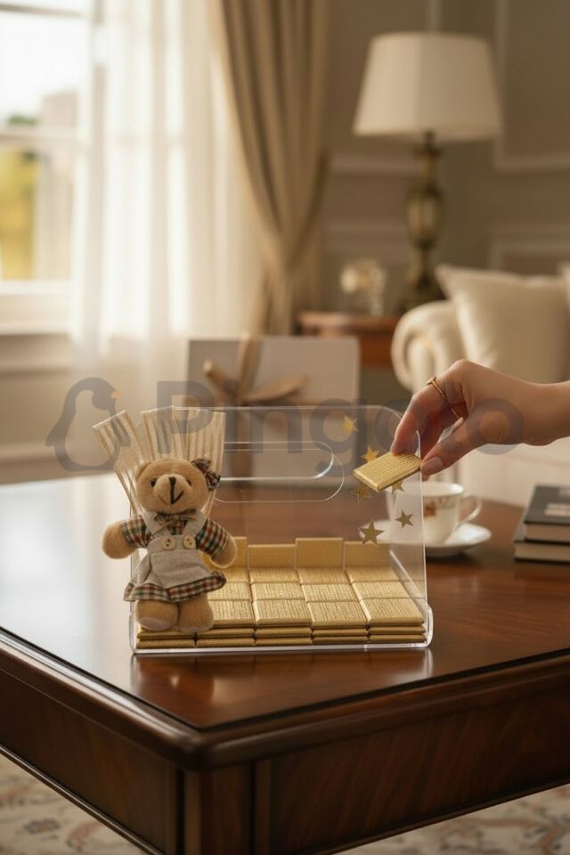 Şeffaf Akrilik Çikolata İkram Sunum Tepsisi (Boş) 16x21cm