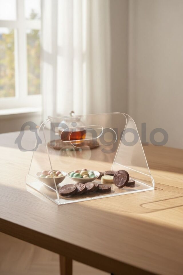 Şeffaf Akrilik Çikolata İkram Sunum Tepsisi (Boş) 16x21cm